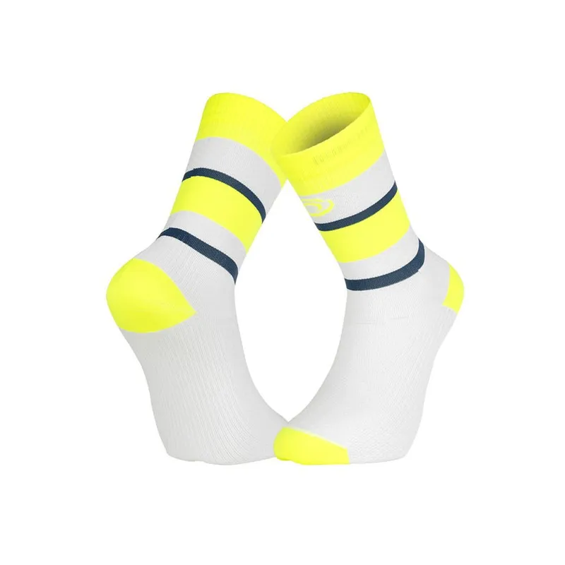 BV SPORT LIGHT RUN IBIZA HAUTE CALZINO RUNNING TECNICO MID - BIANCO/GIALLO/NAVY