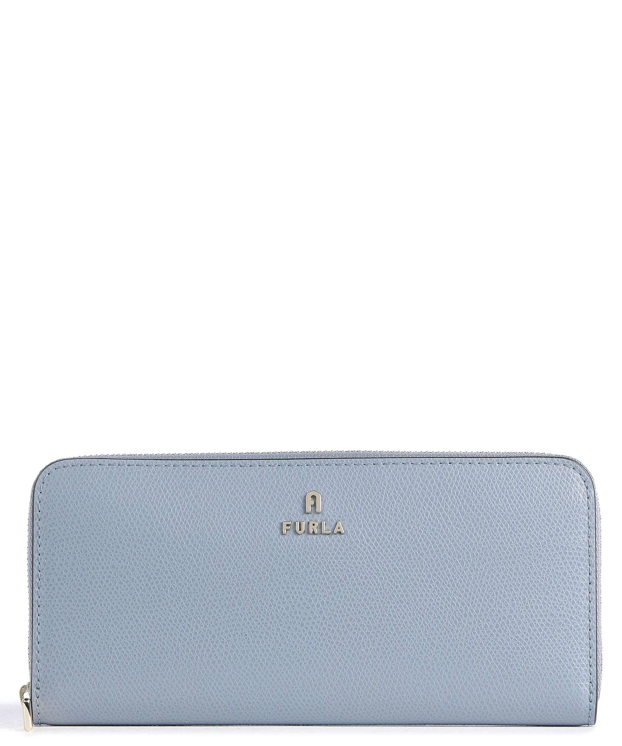  Furla Camelia XL Portafoglio pelle granulata blu chiaro  