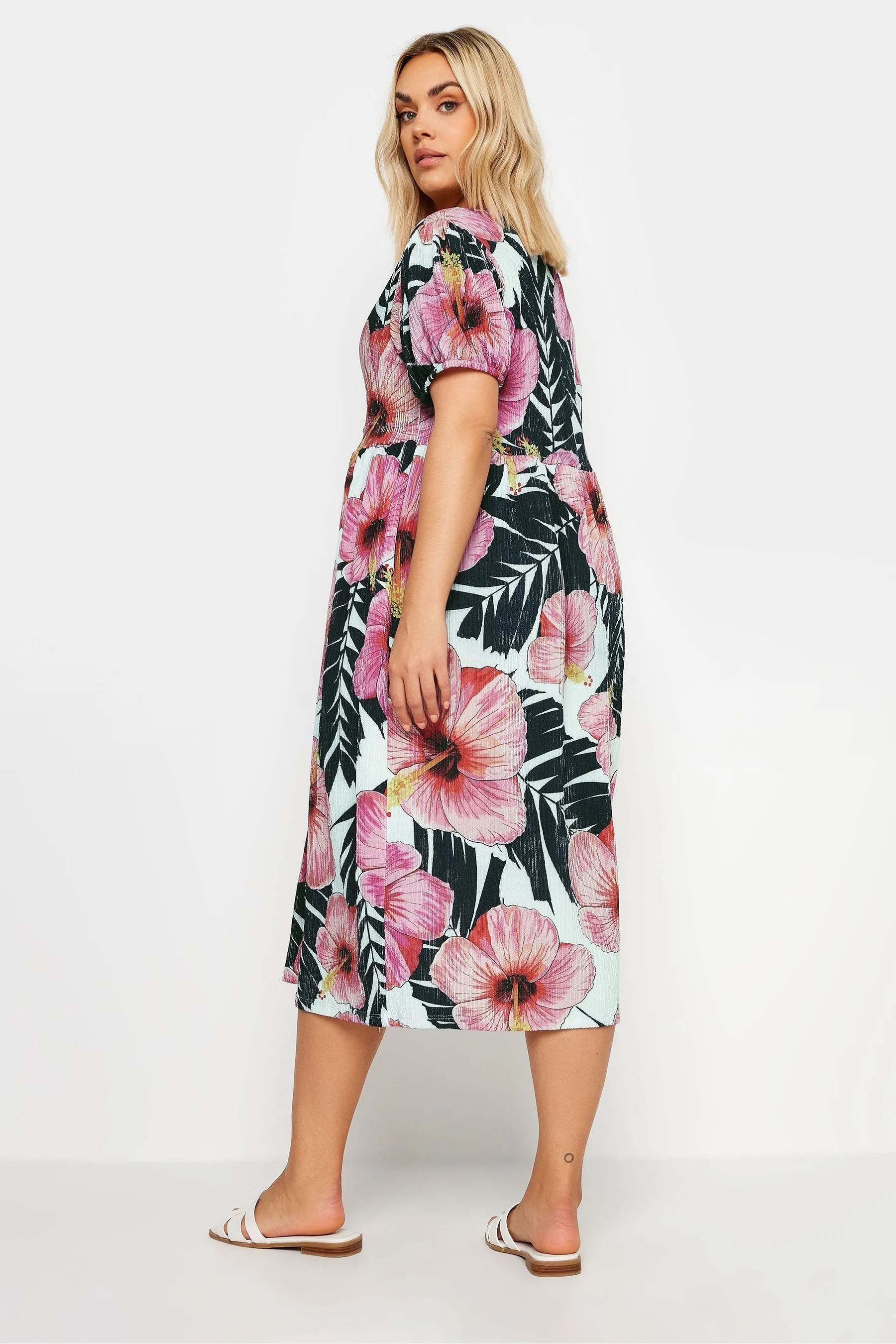 Yours Curve Leaf Crinkle Smock Dress    